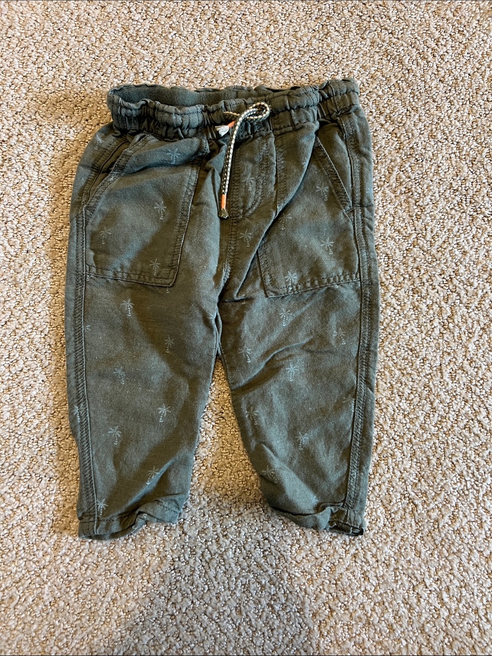 Zara Kids Dark Olive Drawstring Jogger Pants
